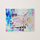 レインボーマジカルキツネフェアリー花ファンタジーアート ジグソーパズル (横)