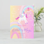 レインボーマジックユニコーン誕生日パーティー招待状 招待状 (スタンド正面)
