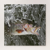 レインボーマスが白い虫の魚釣り ジグソーパズル (横)