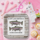 レインボーマス素朴魚釣りアウトドア誕生日 ペーパープレート (パーティー)