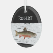 レインボーマス素朴《植物》アスペンバークバックグランド、マス ガラスオーナメント (正面左)