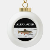 レインボーマス素朴《植物》アスペンバークバックグランド、マス セラミックボールオーナメント (正面)