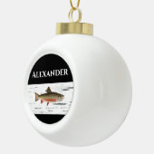 レインボーマス素朴《植物》アスペンバークバックグランド、マス セラミックボールオーナメント (右)