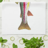 レインボーマス魚魚釣りフライフィッシャーマンアングラー キッチンタオル (折り畳み)