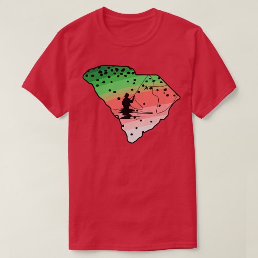 レインボーマスFly Fishサウス州マップフライF Tシャツ (デザイン正面)