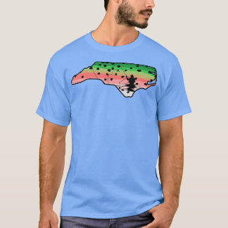 レインボーマスFly Fish North Olina州マップFly F Tシャツ