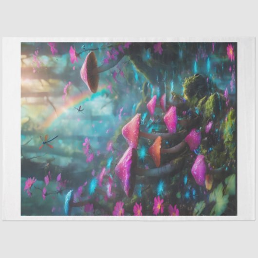 レインボーマッシュルームフォレストティッシュペーパー 薄葉紙 (正面)