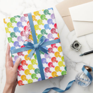 レインボーマッシュルームラッピング紙 転が ラッピングペーパー