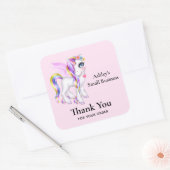 レインボーマネビジネスで美しいユニコーン スクエアシール (封筒)