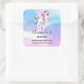 レインボーマネビジネスで美しいユニコーン スクエアシール (バッグ)