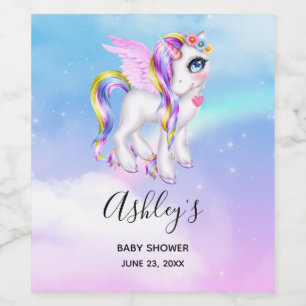 レインボーマネ&テールで美しいユニコーンパーティー ワインラベル