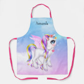レインボーマネ&テールで美しいユニコーン エプロン (正面)