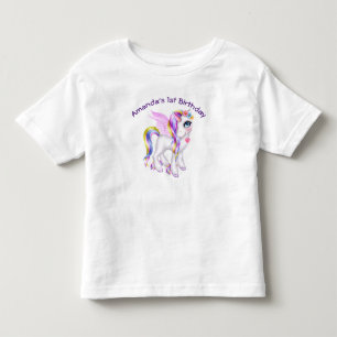 レインボーマネ&テールで美しいユニコーン トドラーTシャツ