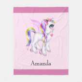 レインボーマネ&テールで美しいユニコーン フリースブランケット (正面)