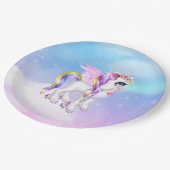 レインボーマネ&テールで美しいユニコーン ペーパープレート (アングル)