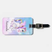 レインボーマネ&テールで美しいユニコーン ラゲッジタグ (正面横)