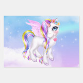 レインボーマネ&テールで美しいユニコーン ラッピングペーパーシート (正面)
