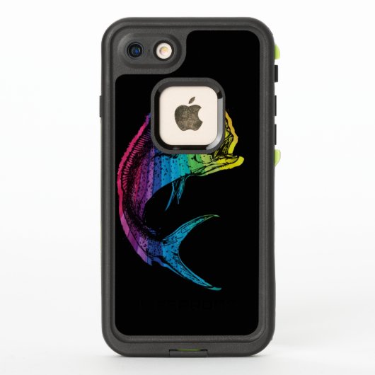 レインボーマヒマヒオンブラック LifeProof iPhoneケース (裏面)