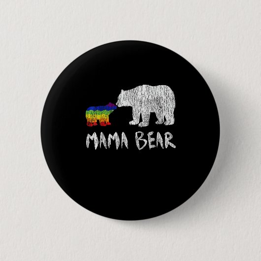 レインボーマママベアーフォーフォーフォーエバーラブサポートプライド 缶バッジ (正面)