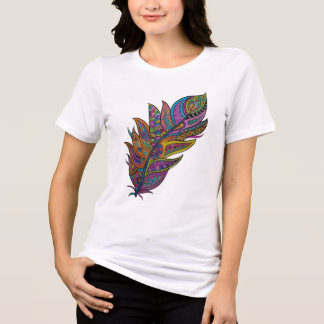 レインボーマンダラフェザーボホTシャツ トライブレンドTシャツ