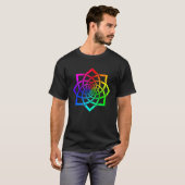 レインボーマンダラ蓮の花神聖幾何学ヨガ Tシャツ (正面フル)