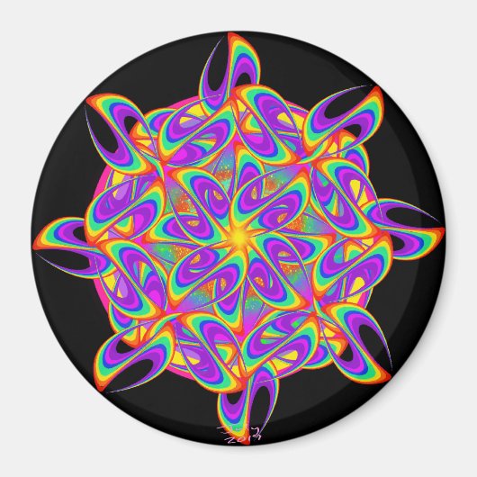 レインボーマンデラバイパワーフラワー マグネット (正面)