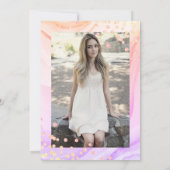 レインボーマーブルグリッターフォトサプライズスウィート16 招待状 (裏面)