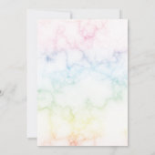 レインボーマーブルパターンスクリプトブライダルシャワー 招待状 (裏面)