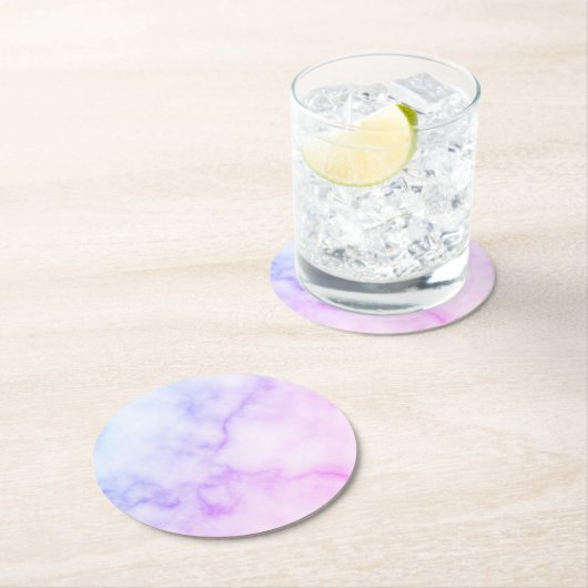 レインボーマーブルパターン ラウンドペーパーコースター (インサイチュ)