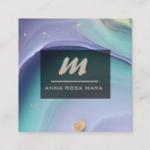 *~*レインボーマーブルQRパステルリュックスイニシャルAP66 スクエア名刺 (正面)