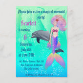 レインボーマーメイドウィズドルフィンサマー誕生日 エンクロージャーカード (正面)