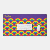 レインボーマーメイドスケール名前をカスタムする デスクマット (キーボード&マウス)