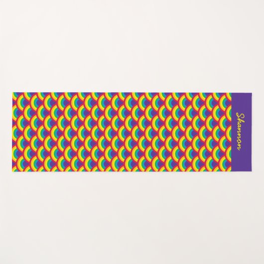 レインボーマーメイドスケール名前をカスタムする ヨガマット (正面(横))