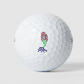 レインボーマーメイドピンクブルーパープルグリーン ゴルフボール (正面)