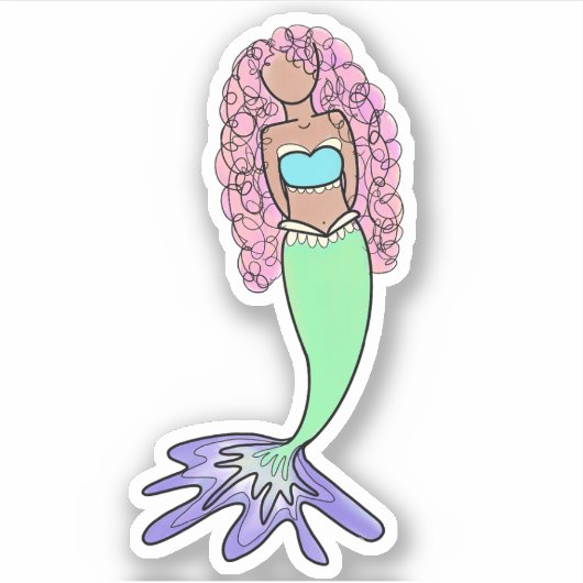 レインボーマーメイドピンクブルーパープルグリーン シール (正面)