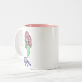 レインボーマーメイドピンクブルーパープルグリーン ツートーンマグカップ (正面左)