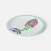 レインボーマーメイドピンクブルーパープルグリーン ペーパープレート (アングル)