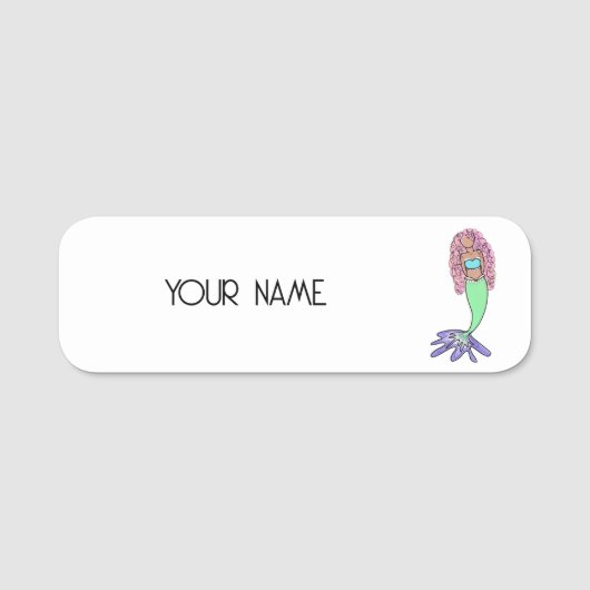 レインボーマーメイドピンクブルーパープルグリーン 名札 (正面)