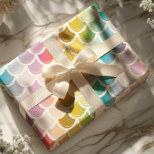 レインボーマーメイドフィッシュはかりで測かわいいパタ航海のーン ラッピングペーパー