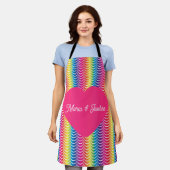 レインボーマーメイドプライドハート エプロン (着用した状態)