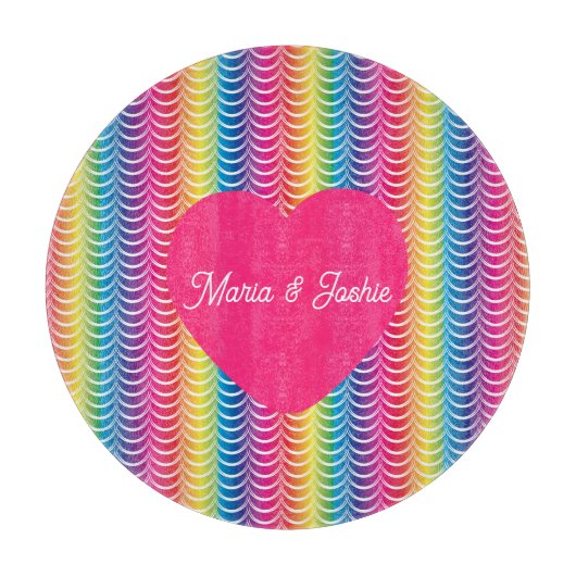 レインボーマーメイドプライドハート カッティングボード (正面)