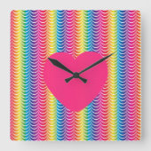 レインボーマーメイドプライドハート スクエア壁時計 (正面)