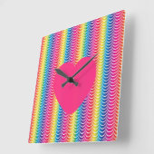 レインボーマーメイドプライドハート スクエア壁時計 (傾斜)