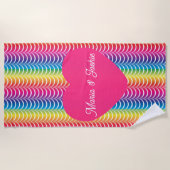 レインボーマーメイドプライドハート ビーチタオル (正面)