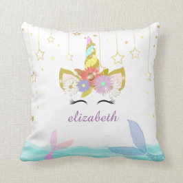 レインボーマーメイドユニコーン装飾用クッション クッション