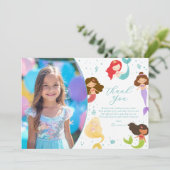 レインボーマーメイド誕生日サンキューカード 招待状 (スタンド正面)