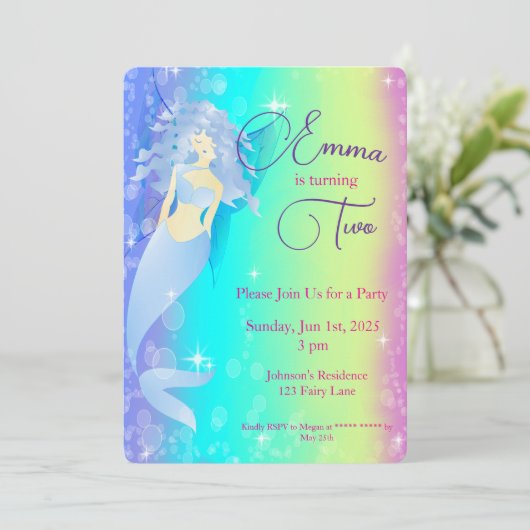 レインボーマーメイド誕生日 招待状 (スタンド正面)