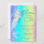 レインボーマーメイド誕生日 招待状 (正面)