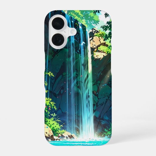 レインボーミストアニメ滝 iPhone 16ケース (裏面)