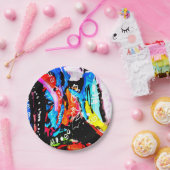 レインボーミックスド ペーパープレート (パーティー)